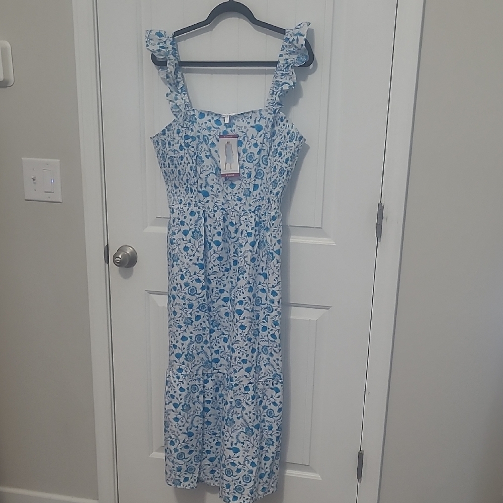 Draper James Blue and White Floral Dress